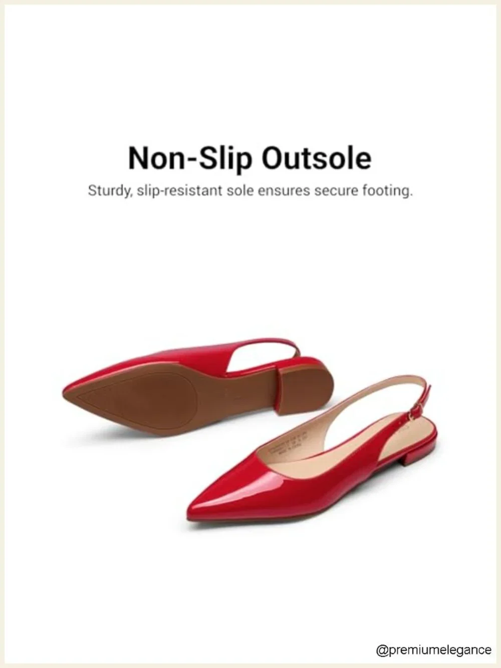 Adjustable Slingback Pointed Toe Ballet Flats with Buckle Strap, Dress Flats